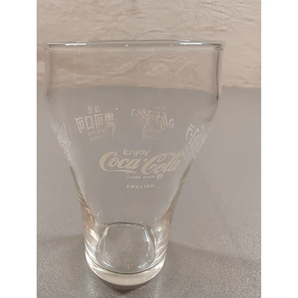 Vintage Coca-Cola International Multi Language Logo Glass Clear‎ Tumbler Etched